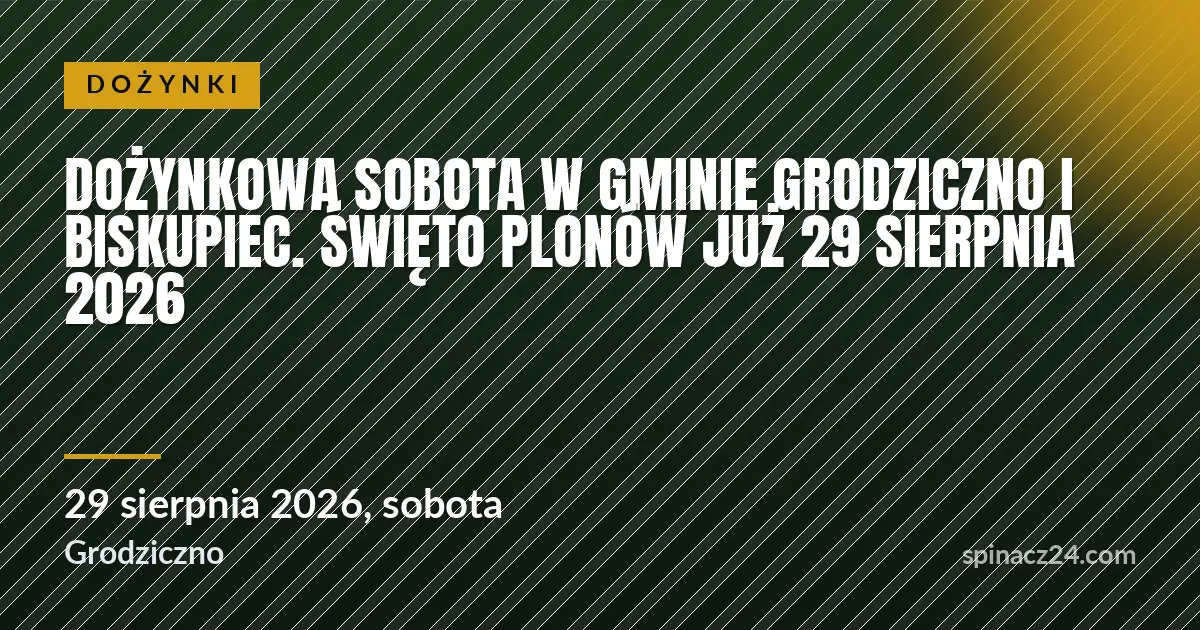 Plakat: Dożynkowa sobota w gminie Grodziczno i Biskupiec. Święto plonów już 29 sierpnia 2026