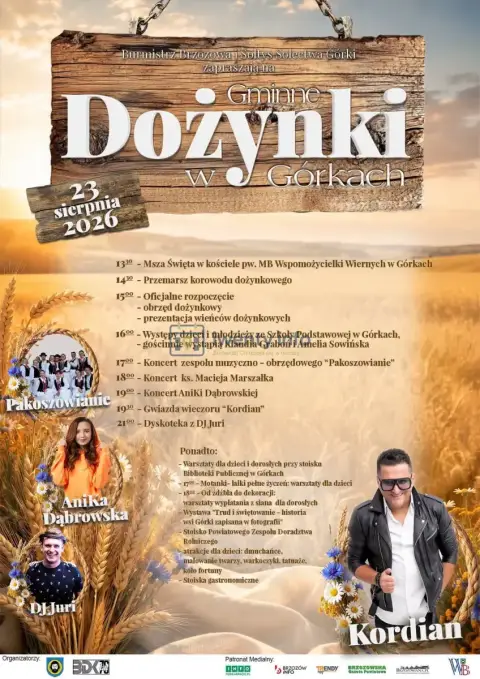 Plakat: Gminne Dożynki 2026 w Górkach