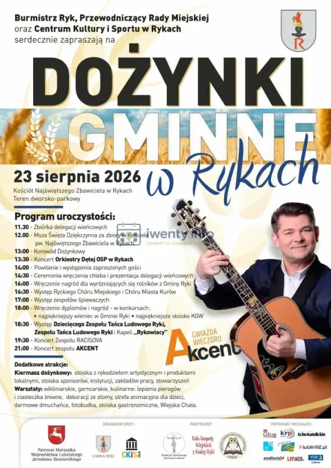 Plakat: Dożynki Gminne w Rykach 2026
