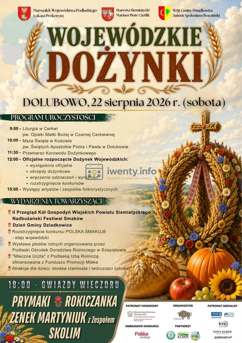 Plakat: Dożynki Wojewódzkie Dołubowo 2026