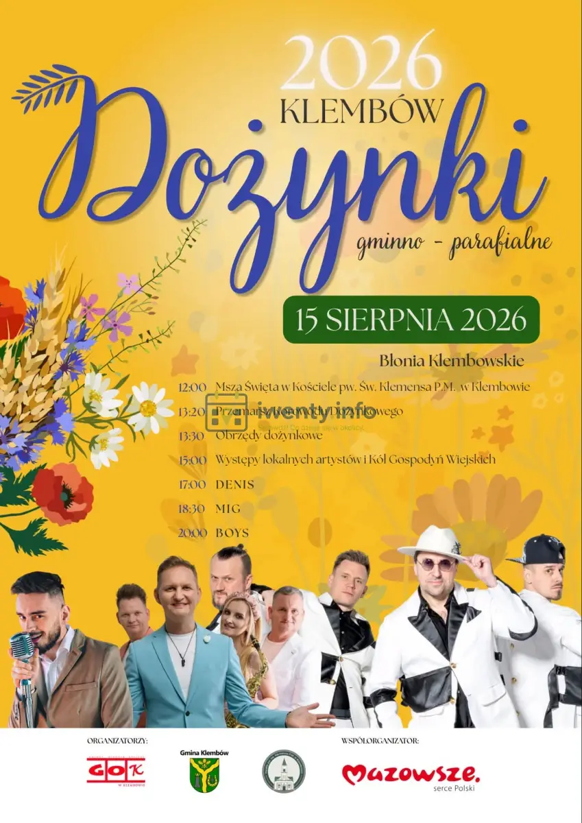 Plakat: Dożynki Gminno-Parafialne w Klembowie 2026